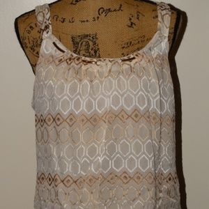 WHBM Sleeveless Dressy Top with Gold Accents Sz. M